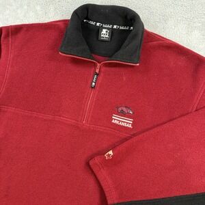 Arkansas Razorbacks Sweatshirt Mens XL Red Fleece Starter 1/4 Zip Pullover Y2K